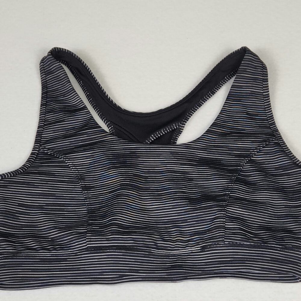 Tek Gear Womens Support Racerback Striped Sports Bra Navy White Size L
